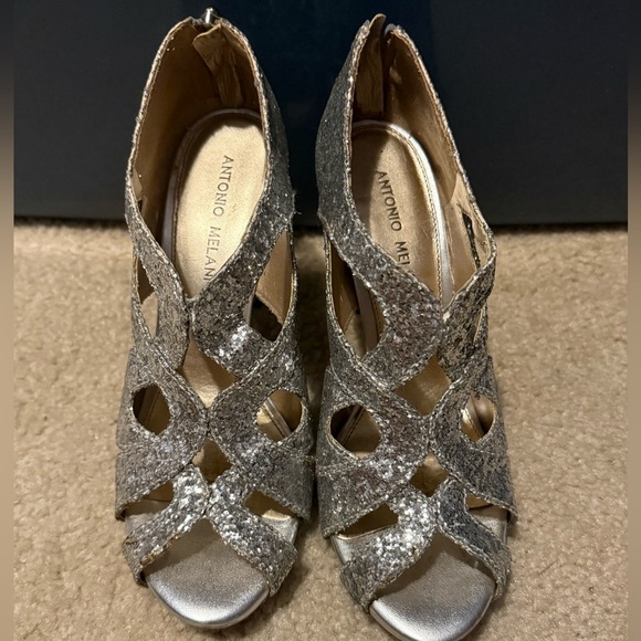 ANTONIO MELANI Silver Strappy Heels - Picture 1 of 5